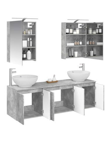 Set di Armadi da Bagno 5 pcs Grigio Cemento