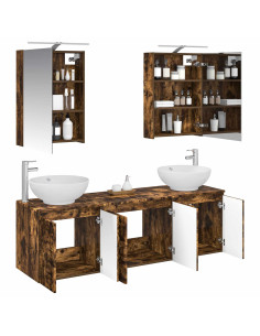 Set di Armadi da Bagno 5 pcs Rovere Fumo Legno ingegnerizzato 2