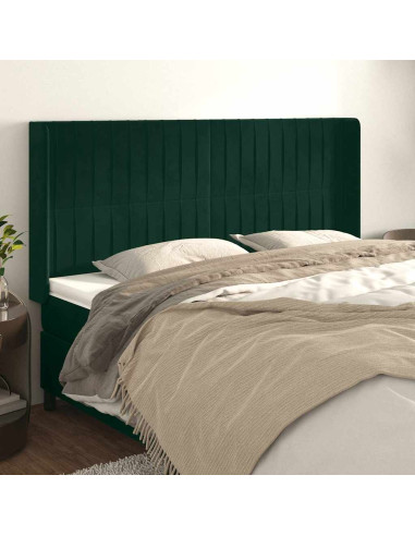 Testiera ad Orecchio Verde Scuro 203x16x118/128 cm in Velluto