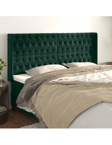 Testiera ad Orecchio Verde Scuro 203x16x118/128 cm in Velluto
