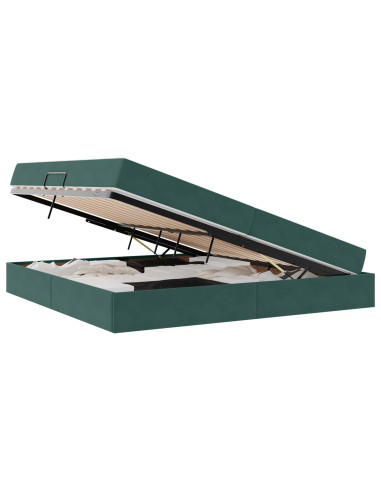 Letto con contenitore e materasso Verde Scuro 200 x 200 cm