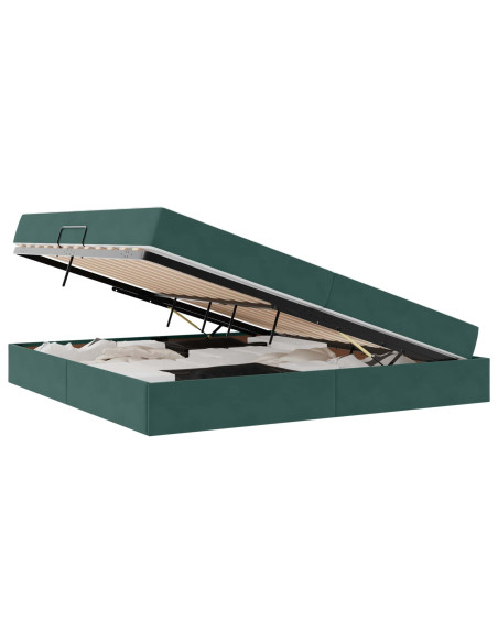 Letto con contenitore e materasso Verde Scuro 200 x 200 cm