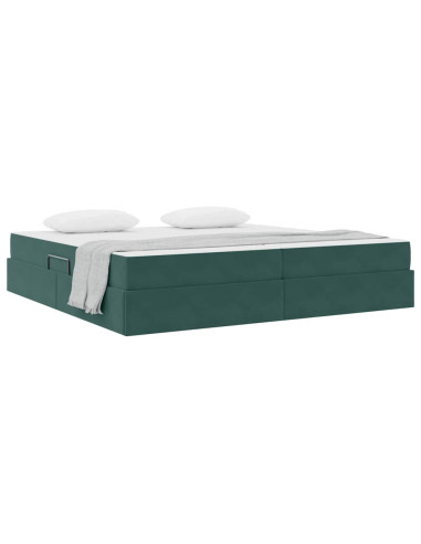 Letto con contenitore e materasso Verde Scuro 200 x 200 cm
