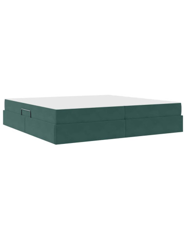 Letto con contenitore e materasso Verde Scuro 200 x 200 cm