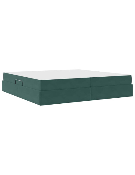 Letto con contenitore e materasso Verde Scuro 200 x 200 cm