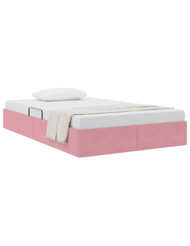 Letto con Contenitore con testiera Rosa 120 x 200 cm Velluto