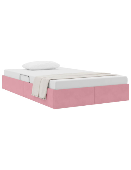Letto con Contenitore con testiera Rosa 120 x 200 cm Velluto