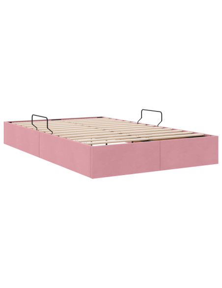 Letto con Contenitore con testiera Rosa 120 x 200 cm Velluto