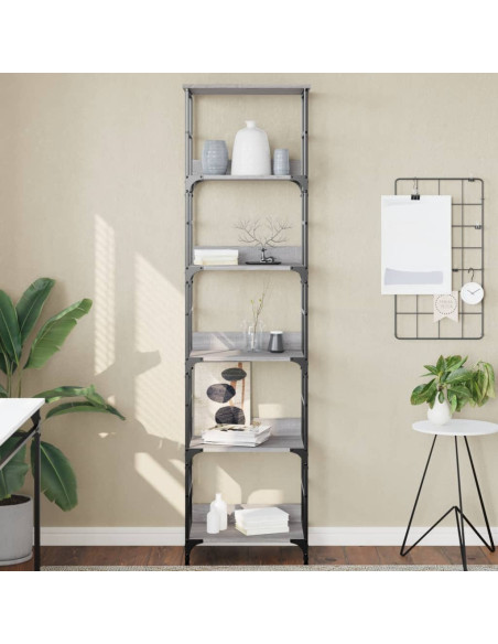 Libreria Grigio Sonoma 50x33x188,5 cm in Legno Multistrato