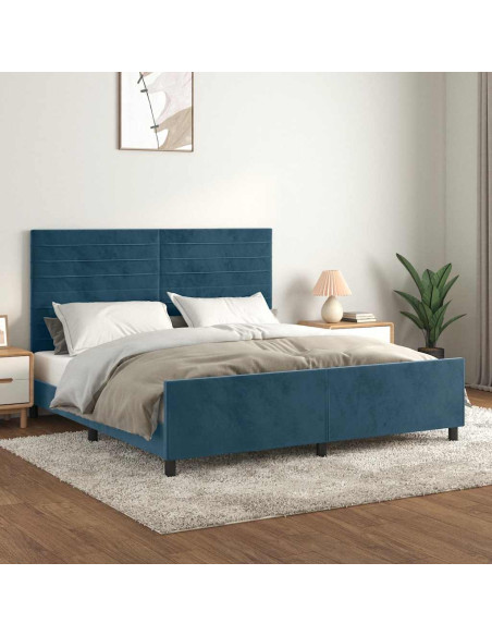 Giroletto senza Materasso Blu Scuro 160x200 cm in Velluto