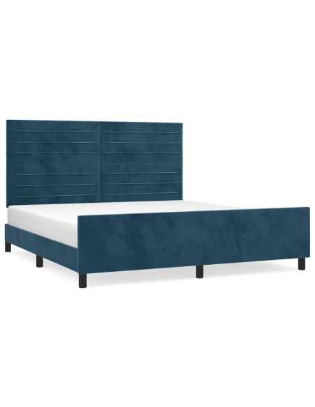 Giroletto senza Materasso Blu Scuro 160x200 cm in Velluto