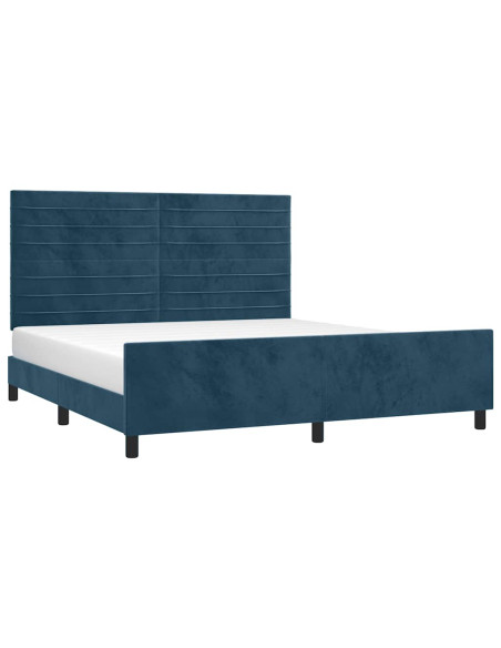 Giroletto senza Materasso Blu Scuro 160x200 cm in Velluto