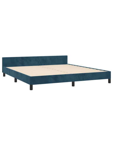 Giroletto senza Materasso Blu Scuro 160x200 cm in Velluto