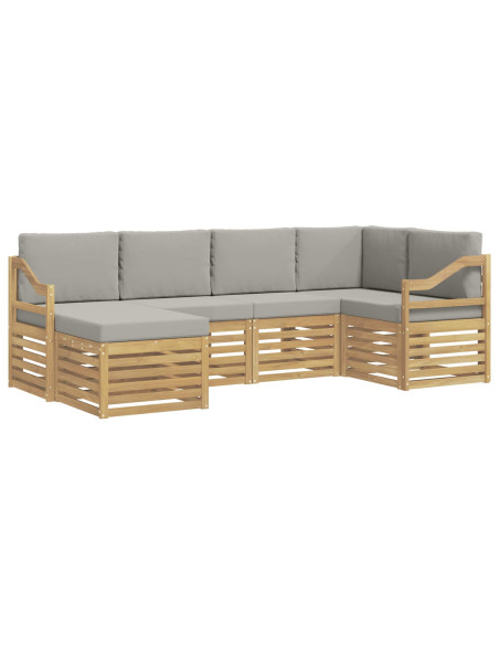 Set di divani da esterno 6 pcs Bianco e Grigio Chiaro