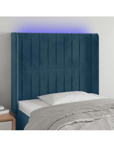 Testiera a LED Blu Scuro 83x16x118/128 cm in Velluto