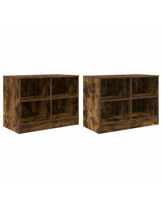 Armadietto per letto 2 pcs Rovere Fumo 66 x 33 x 48 cm 2