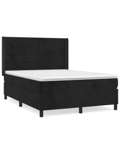Giroletto a Molle con Materasso Nero 140x200 cm in Velluto