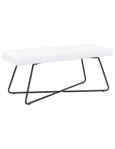 Panchina con bottoni imbottiti Bianco 110 x 40 x 46 cm Tessuto