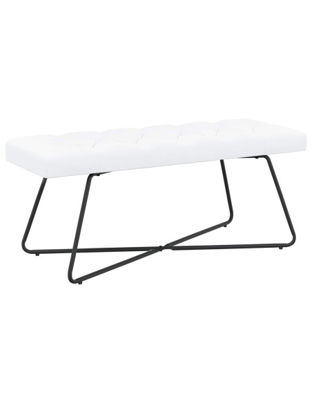 Panchina con bottoni imbottiti Bianco 110 x 40 x 46 cm Tessuto