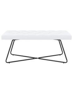 Panchina con bottoni imbottiti Bianco 110 x 40 x 46 cm Tessuto 2