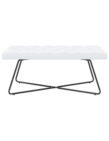 Panchina con bottoni imbottiti Bianco 110 x 40 x 46 cm Tessuto