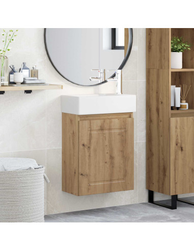 Mobile bagno con rubinetto Rovere Artigianale