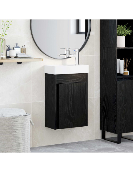 Mobile bagno con rubinetto Rovere Nero 40,5 x 22,5 x 62 cm