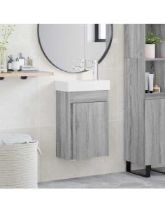 Mobile bagno con rubinetto Sonoma grigio 40,5 x 22,5 x 62 cm
