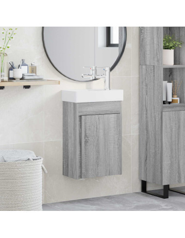 Mobile bagno con rubinetto Sonoma grigio 40,5 x 22,5 x 62 cm