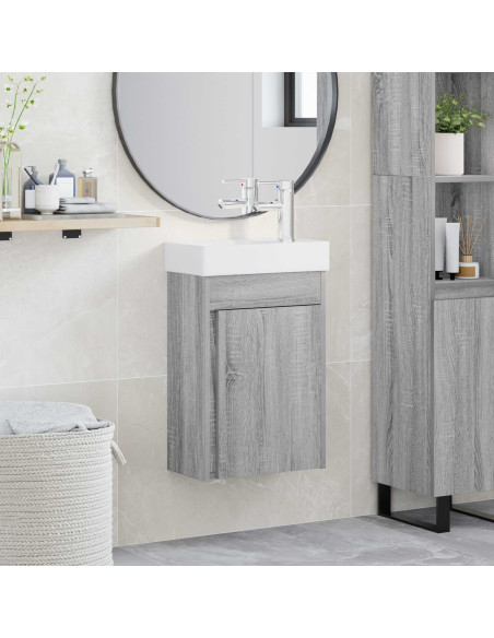 Mobile bagno con rubinetto Sonoma grigio 40,5 x 22,5 x 62 cm