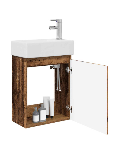 Mobile bagno con rubinetto Legno antico 45,5 x 22,5 x 84 cm