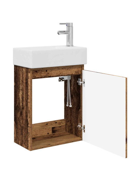 Mobile bagno con rubinetto Legno antico 45,5 x 22,5 x 84 cm