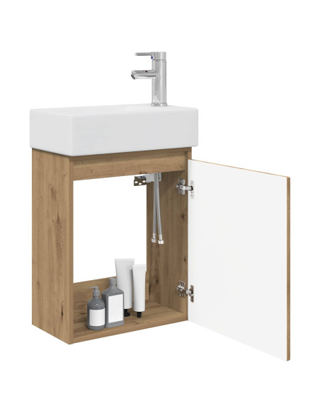Mobile bagno con rubinetto Rovere Artigianale