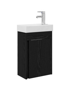 Mobile bagno con rubinetto Rovere Nero 40,5 x 22,5 x 62 cm 2