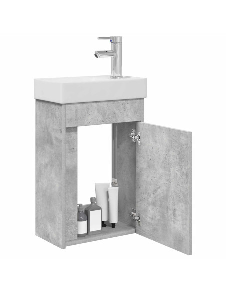 Mobile bagno con rubinetto Grigio Cemento 40,5 x 22,5 x 62 cm
