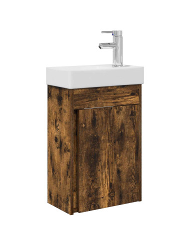 Mobile bagno con rubinetto Rovere Fumo 40,5 x 22,5 x 62 cm