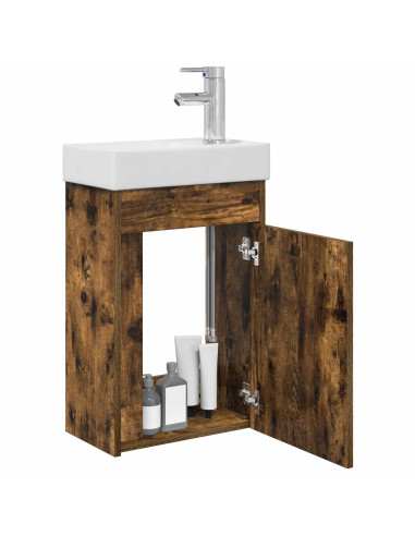 Mobile bagno con rubinetto Rovere Fumo 40,5 x 22,5 x 62 cm