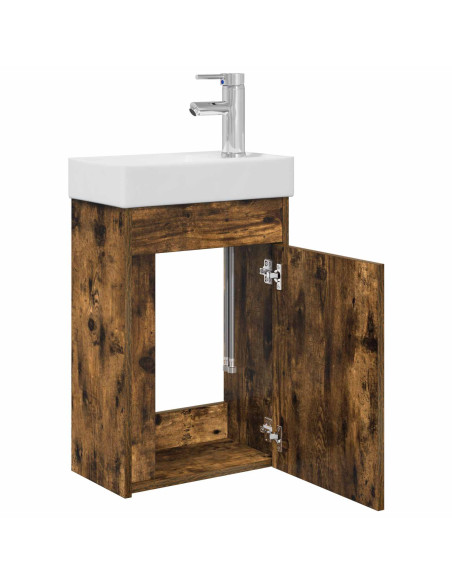 Mobile bagno con rubinetto Rovere Fumo 40,5 x 22,5 x 62 cm