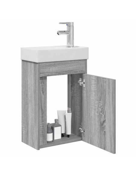 Mobile bagno con rubinetto Sonoma grigio 40,5 x 22,5 x 62 cm