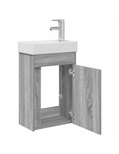 Mobile bagno con rubinetto Sonoma grigio 40,5 x 22,5 x 62 cm