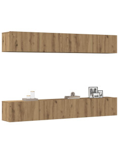 Set di 4 mobili porta TV a parete Rovere Artigianale 100x30x30 cm