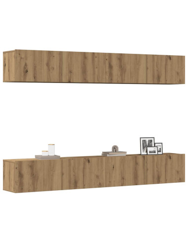 Set di 4 mobili porta TV a parete Rovere Artigianale 100x30x30 cm