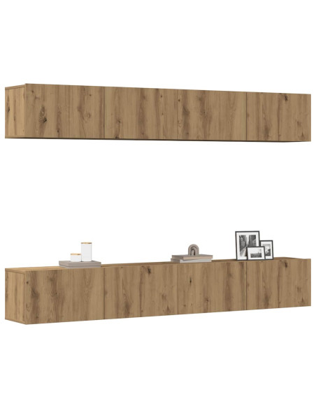 Set di 4 mobili porta TV a parete Rovere Artigianale 100x30x30 cm