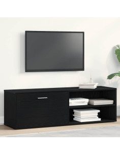 Mobile TV Rovere Nero 120x34x37 cm in Legno Multistrato