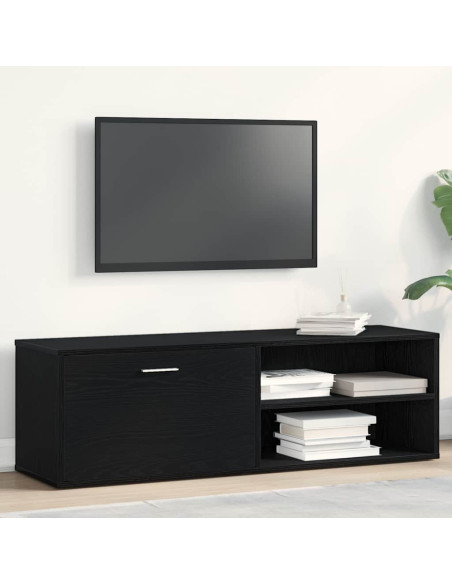 Mobile TV Rovere Nero 120x34x37 cm in Legno Multistrato