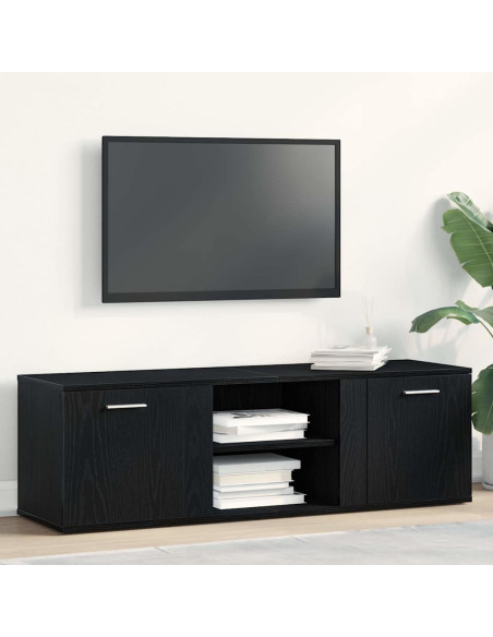 Mobile TV Rovere Nero 120x34x37 cm in Legno Multistrato