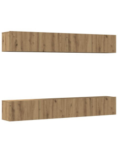 Set di 4 mobili porta TV a parete Rovere Artigianale 100x30x30 cm 2