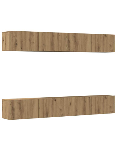 Set di 4 mobili porta TV a parete Rovere Artigianale 100x30x30 cm