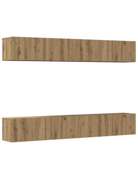 Set di 4 mobili porta TV a parete Rovere Artigianale 100x30x30 cm