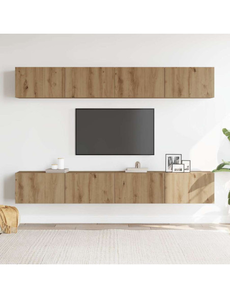 Set di 4 mobili porta TV a parete Rovere Artigianale 100x30x30 cm